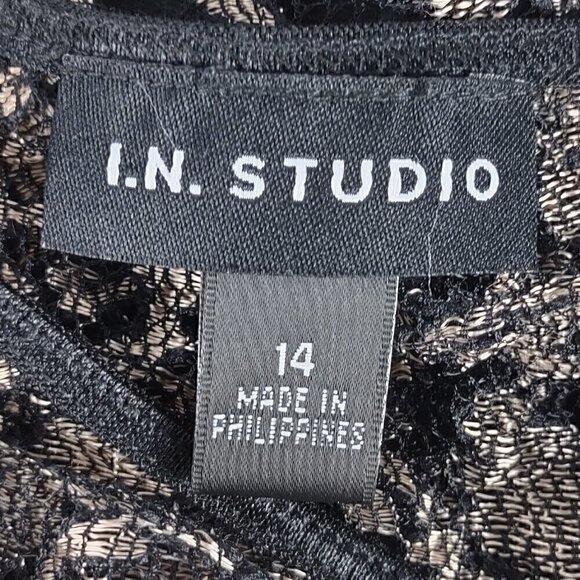 I.N. Studio Black Dress with Gold Overlay Cocktail, Evening Dress Size 14 (NWT) - Picture 11 of 13